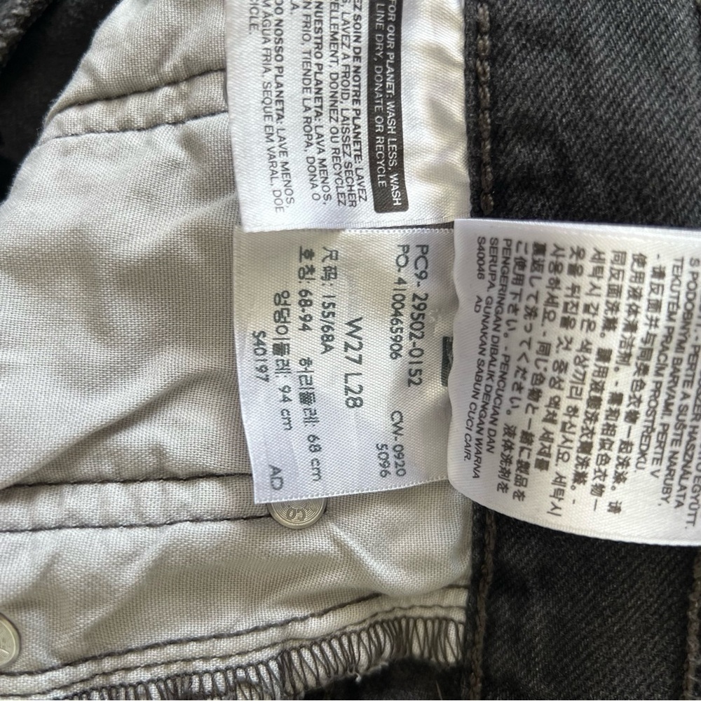 Levi's Big E Premium 501 S Jeans - Faded Black Wash - Grunge Streetwear -Size 27 - Picture 13 of 15